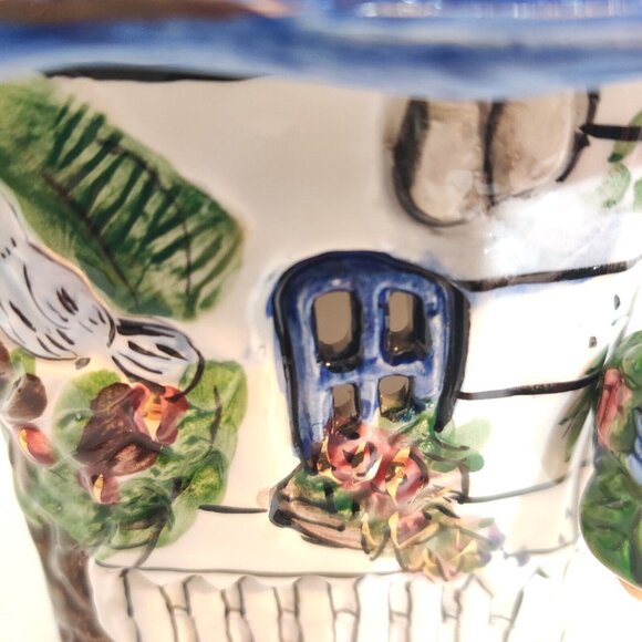 Blue Sky Heather Goldminc Tea light House Cottage Flower Blue Bird Candle Holder - Picture 8 of 16